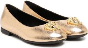 Versace Kids Medusa plaque ballerina shoes Gold