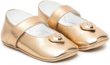 Versace Kids Medusa-plaque ballerina shoes Yellow