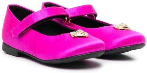 Versace Kids Medusa-plaque detail ballerina shoes Pink