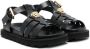 Versace Kids Medusa-plaque leather sandals Black - Thumbnail 1