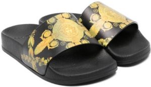 Versace Kids Medusa-print pool slides Black