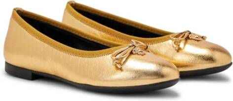 Versace Kids metallic leather ballerina shoes Gold