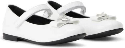 Versace Kids Ribbon Heart Medusa ballerina shoes White