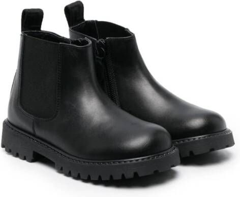 Versace Kids round-toe leather ankle boots Black