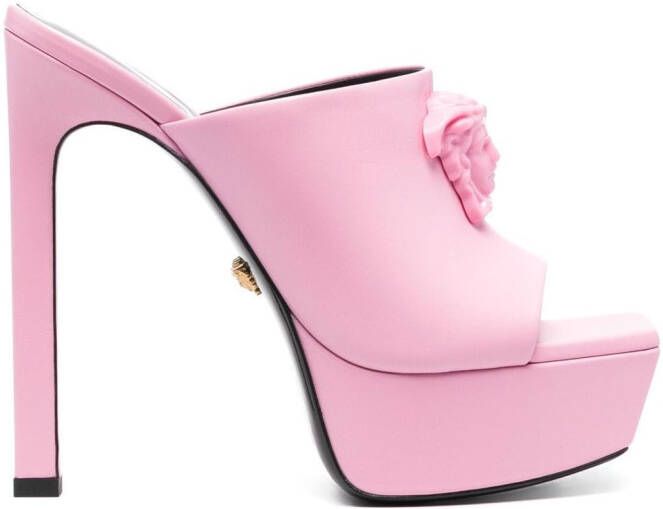 Versace La Medusa 140mm platform mules Pink