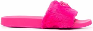 Versace La Medusa faux fur slides Pink