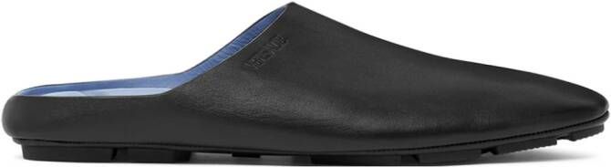 Versace logo-debossed leather slippers Black