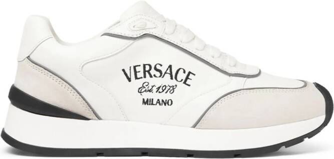 Versace logo-embroidered panelled sneakers White
