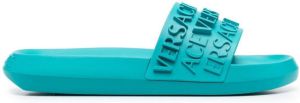 Versace logo-strap flat slides Blue