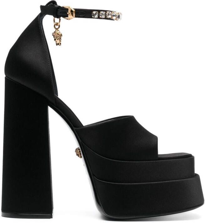 Versace Medusa charm platform sandals Black