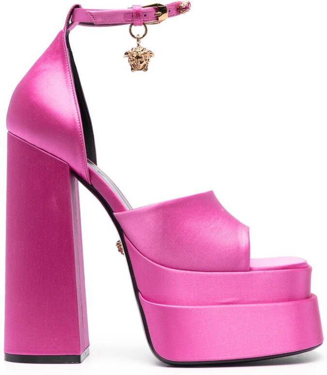 Versace Medusa charm platform sandals Pink