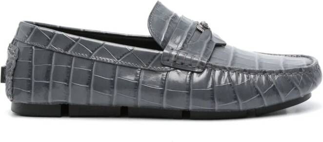 Versace Medusa croc-effect leather loafers Grey