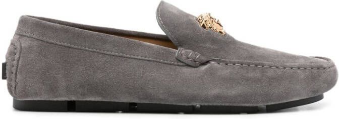 Versace Medusa-motif leather loafers Grey
