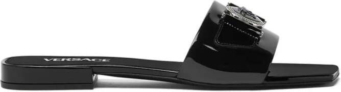 Versace Medusa patent-finish leather sandals Black