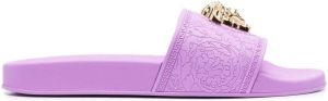 Versace Medusa plaque flat slides Purple
