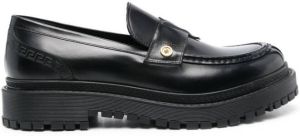 Versace medusa-plaque leather loafers Black