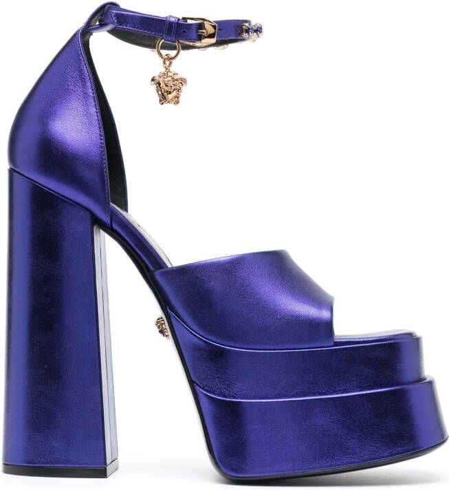 Versace Medusa-plaque open-toe sandals Purple