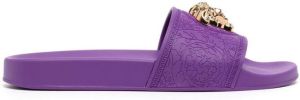 Versace Medusa-plaque open-toe slides Purple