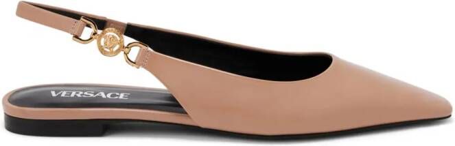 Versace Medusa-plaque slingback ballerina shoes Brown