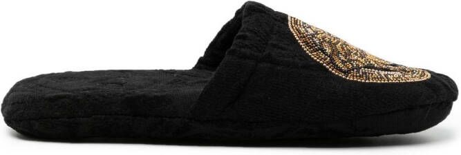 Versace Medusa studded slippers Black