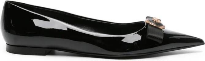 Versace Nastro Gianni patent-leather ballerina shoes Black