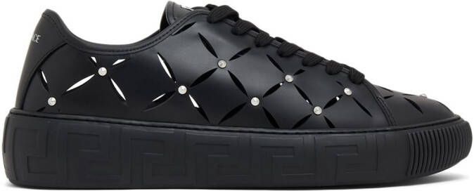 Versace perforated studded sneakers Black