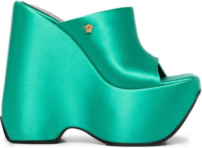 Versace platform wedge heels Green