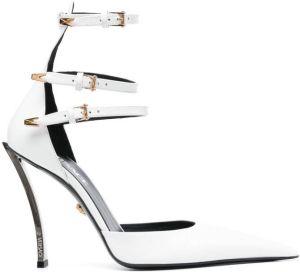 Versace pointed triple-strap leather pumps White