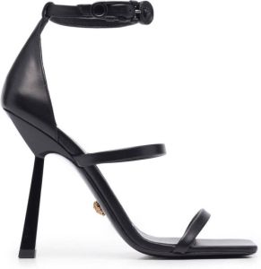 Versace Safety Pin buckle leather sandals Black