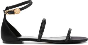 Versace Safety Pin crystal-embellished sandals Black
