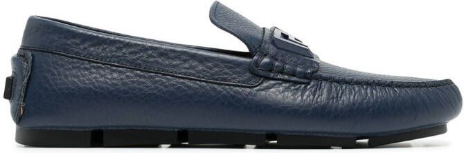 Versace slip-on leather loafers Blue