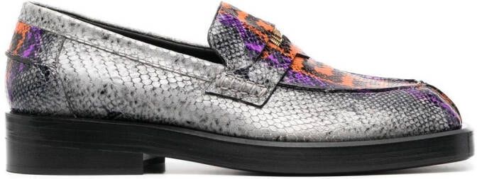 Versace snakeskin leather loafers Grey
