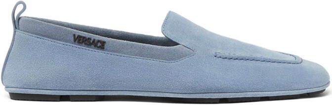 Versace stitched suede loafers Blue