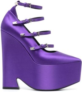 Versace Tempest strappy platform pumps Purple