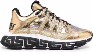 Versace Trigreca panelled cut-out sneakers Gold