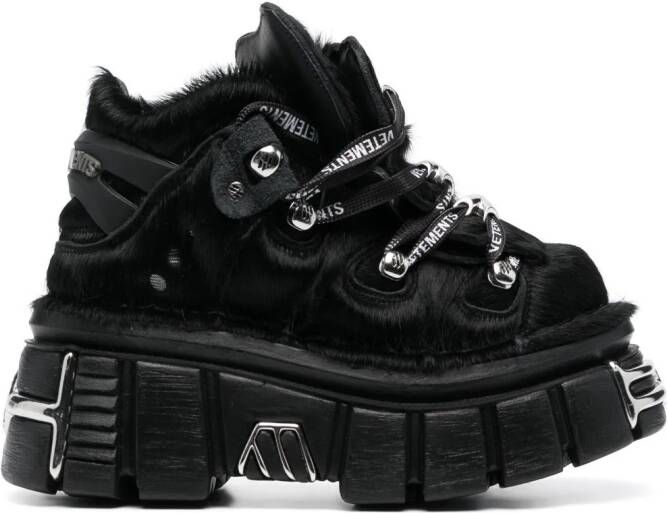 VETEMENTS 75mm platform leather sneakers Black