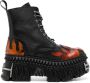 VETEMENTS flame-appliqué leather ankle boots Black - Thumbnail 1