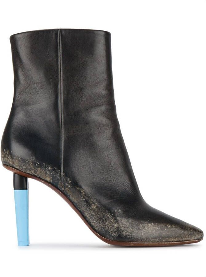 VETEMENTS Gypsy Ankle Boot with Blue Highlighter Heel Black