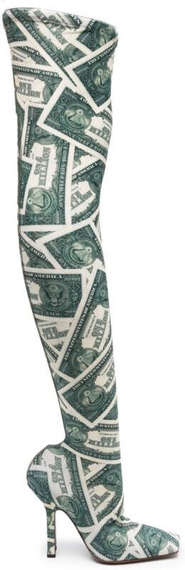 VETEMENTS Million Dollar Boomerang thigh-high 115mm boots Green