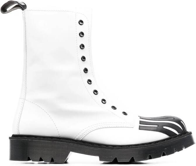 VETEMENTS slogan-print combat boots White