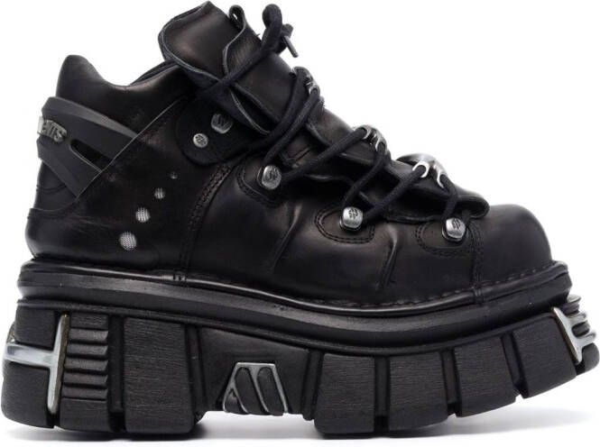 VETE TS x New Rock leather platform boots Black