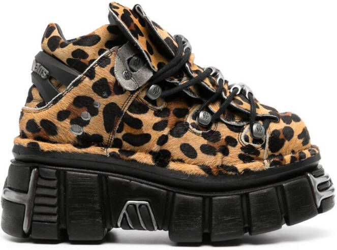 VETEMENTS x New Rock leopard-print sneakers Brown