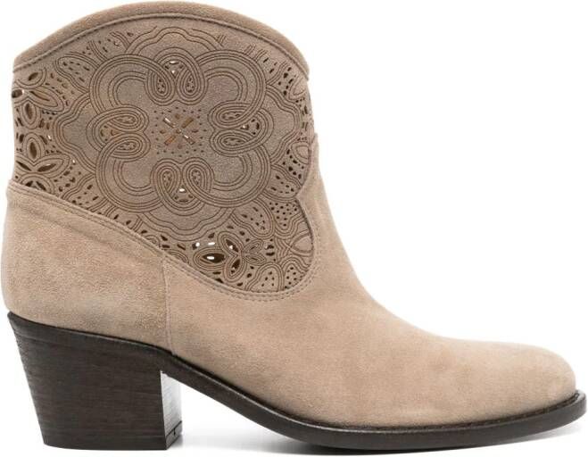 Via Roma 15 60mm suede boots Neutrals