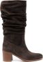 Via Roma 15 65mm suede ruched boots Brown - Thumbnail 1