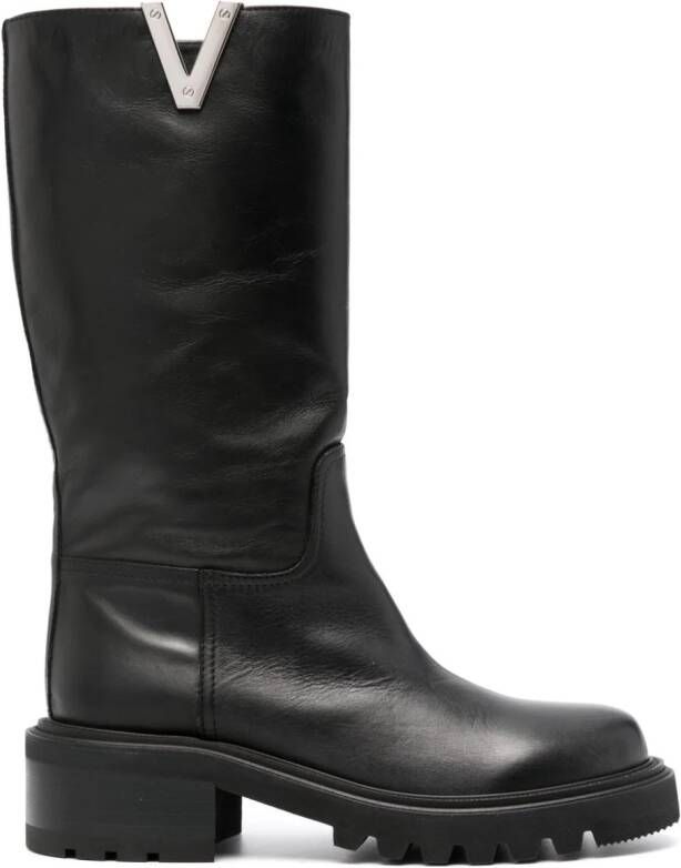 Via Roma 15 70mm Vlogo leather boots Black