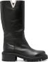 Via Roma 15 70mm Vlogo leather boots Black - Thumbnail 1