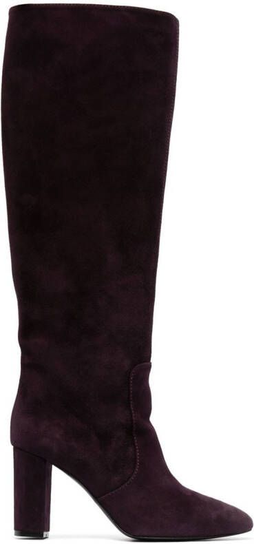 Via Roma 15 85mm suede knee-high boots Purple