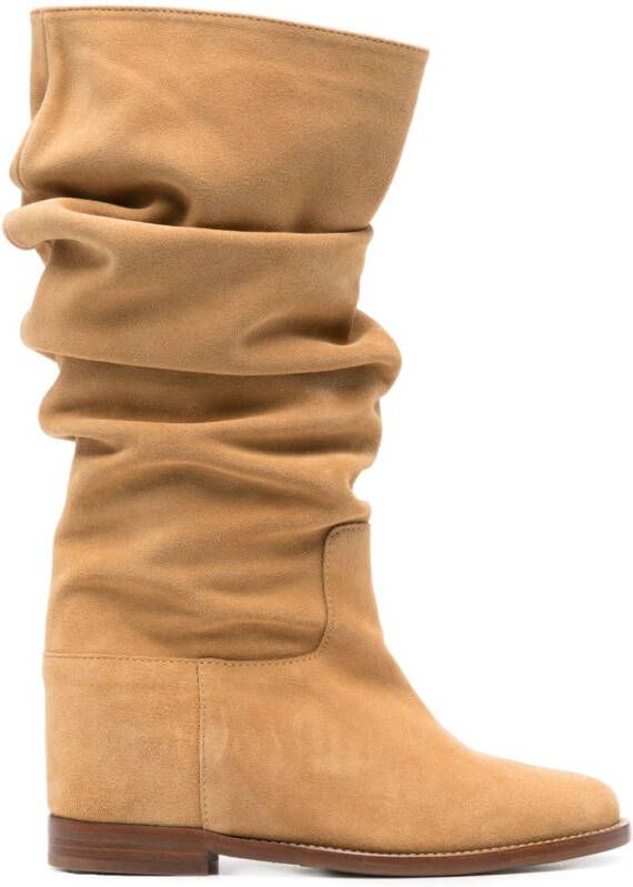 Via Roma 15 calf-length suede boots Brown