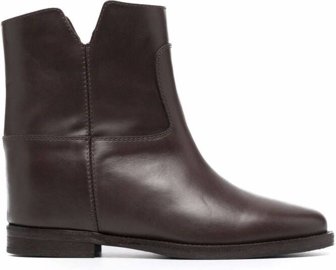 Via Roma 15 cut-out leather ankle boots Brown