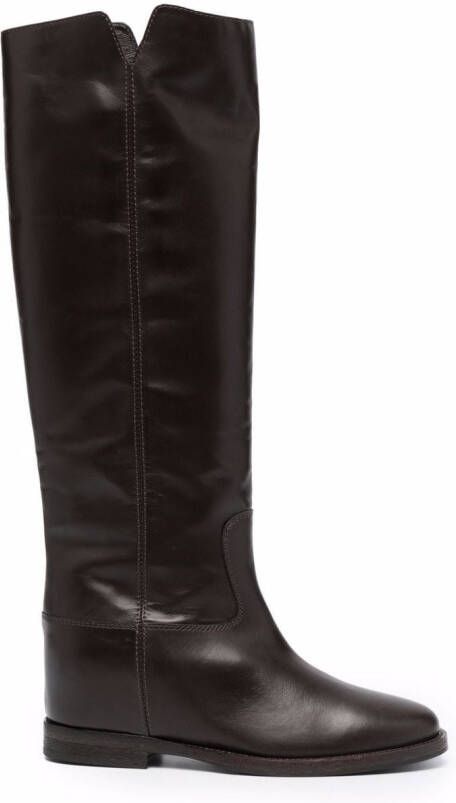 Via Roma 15 cut-out leather boots Brown